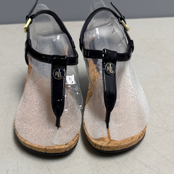Lauren Ralph Lauren Black and Gold Sandals - Picture 2 of 5